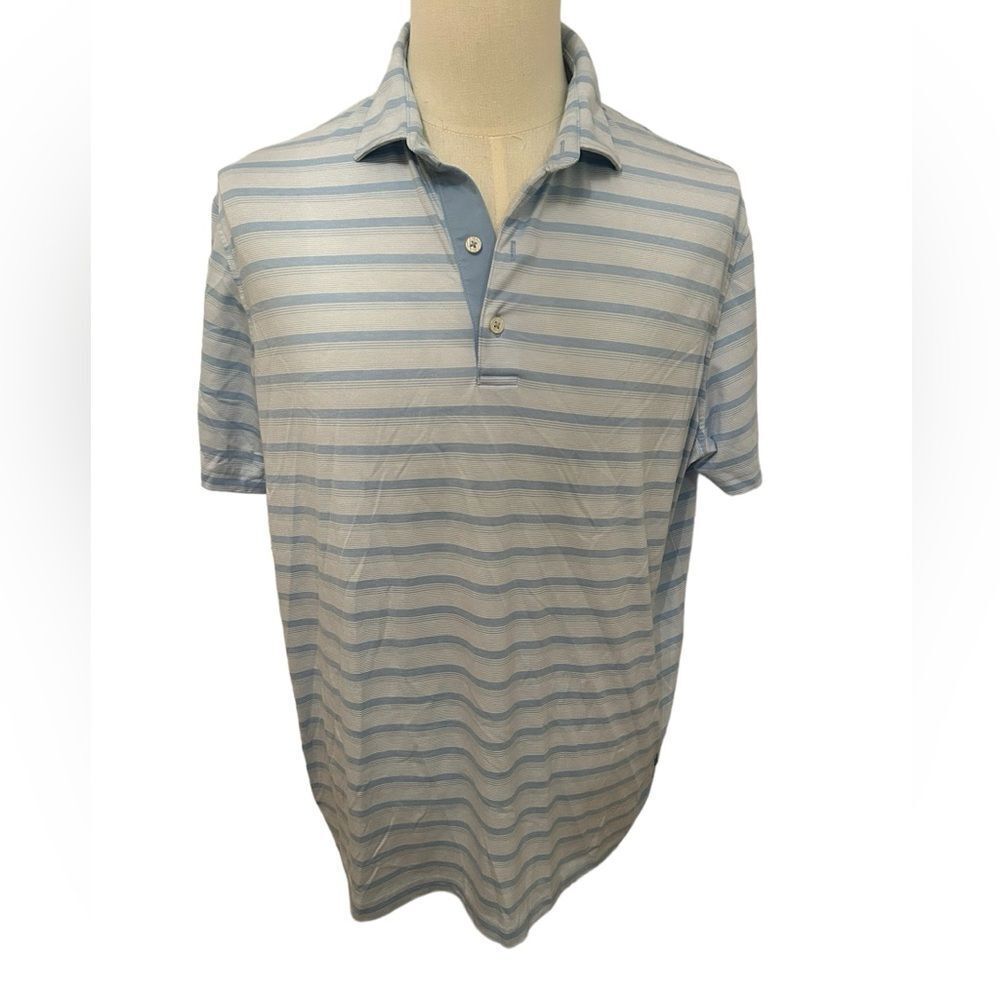 Johnnie-O Rochdale Striped Stretch Jersey Polo XL Blue